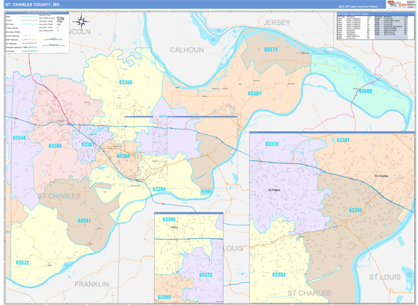 St. Charles County Digital Map Color Cast Style
